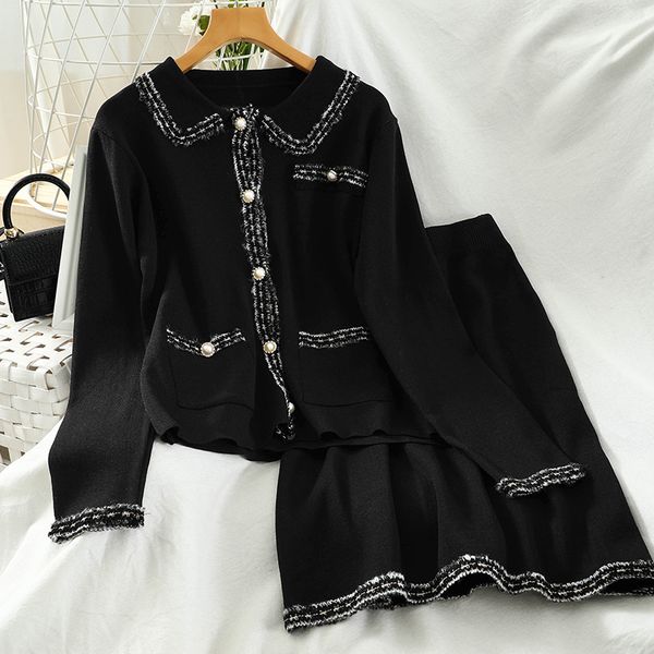 2021 new autumn sweatsuits for women two single breasted knit cardigan + skirt female 2 piece set ensemble femme d9zm, Black;gray
2021 new autumn sweatsuits for women two single breasted knit cardigan + skirt female 2 piece set ensemble femme d9zm, Black;gray