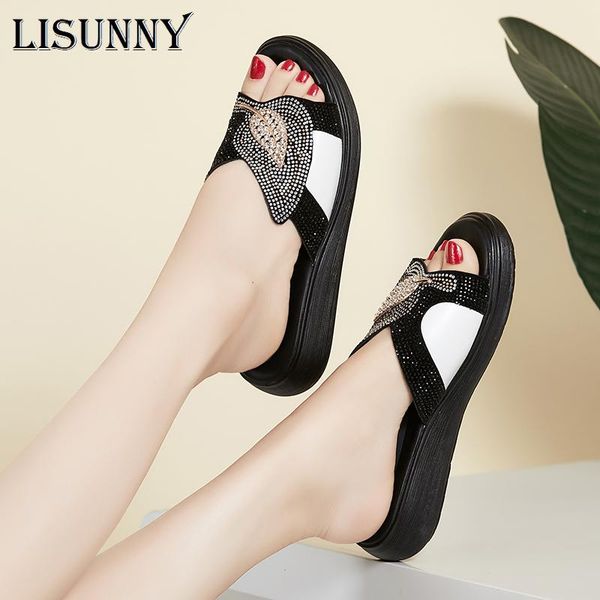 slippers lisunny fashion women genuine leather rhinestone outside slides ladies wedges 2021 summer beach thick sole flip flop, Black
slippers lisunny fashion women genuine leather rhinestone outside slides ladies wedges 2021 summer beach thick sole flip flop, Black