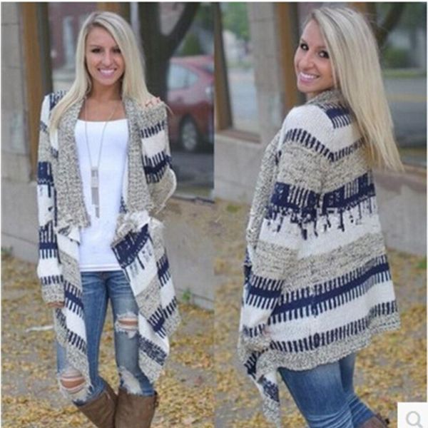 women's sweaters fashion irregular long sleeve sweater knitting cardigan woman autumn and winter pattern, White;black
women's sweaters fashion irregular long sleeve sweater knitting cardigan woman autumn and winter pattern, White;black