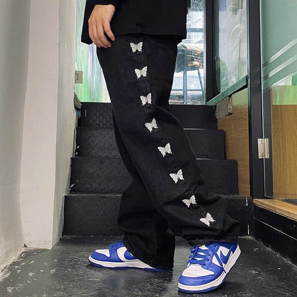 embroidered butterfly jeans men's trendy high street wide leg pants harajuku trend loose straight, Blue
embroidered butterfly jeans men's trendy high street wide leg pants harajuku trend loose straight, Blue