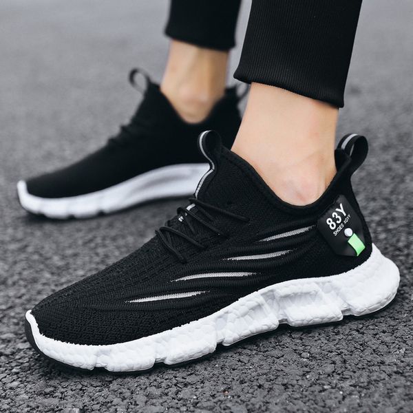 men's 2021 spring new flying woven breathable mesh casual korean fashion sports single student running shoes, Black
men's 2021 spring new flying woven breathable mesh casual korean fashion sports single student running shoes, Black