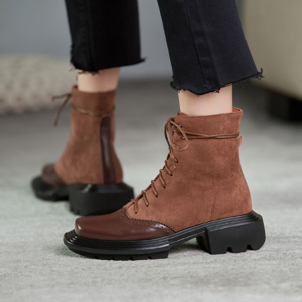 female martin boots 2021 spring new genuine leather women shoes suede women booties british lace retro trend women naked boots, Black
female martin boots 2021 spring new genuine leather women shoes suede women booties british lace retro trend women naked boots, Black