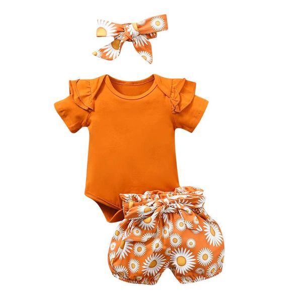 clothing sets (0-18m) infant children girls short-sleeved pure color ruffled romper + daisy print shorts three-piece headband set f4*, White
clothing sets (0-18m) infant children girls short-sleeved pure color ruffled romper + daisy print shorts three-piece headband set f4*, White