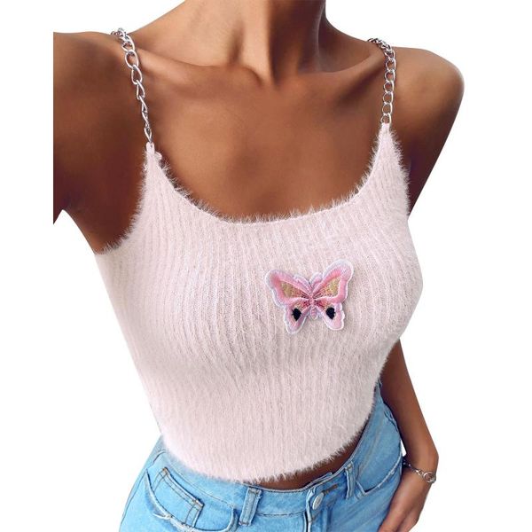 women's tanks & camis women crop cami y2k e-girls fuzzy sleeveless chain strap butterfly embroidery rib knit camisole 2021, White
women's tanks & camis women crop cami y2k e-girls fuzzy sleeveless chain strap butterfly embroidery rib knit camisole 2021, White