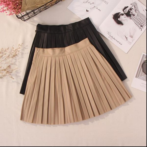 women fashionable pleated pu leather short skirt popular all match a line high waist pu skirts drop shipping, Black
women fashionable pleated pu leather short skirt popular all match a line high waist pu skirts drop shipping, Black