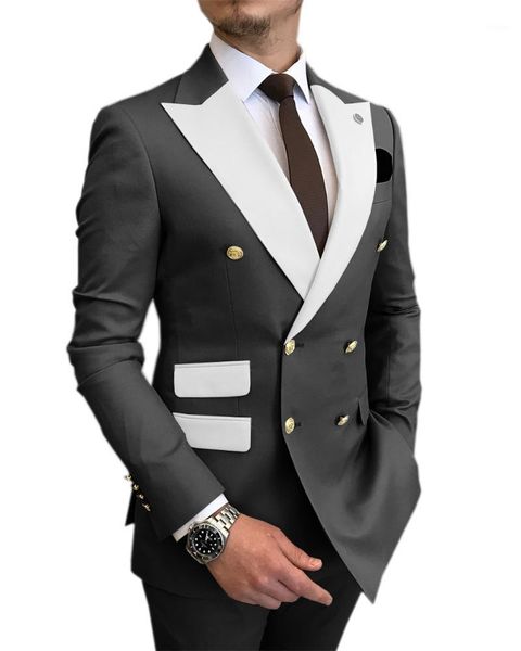 men's suits & blazers solovedress 2021 suit slim fit 2 piece pocket white lapel fashion double breasted groom man wedding party, White;black
men's suits & blazers solovedress 2021 suit slim fit 2 piece pocket white lapel fashion double breasted groom man wedding party, White;black