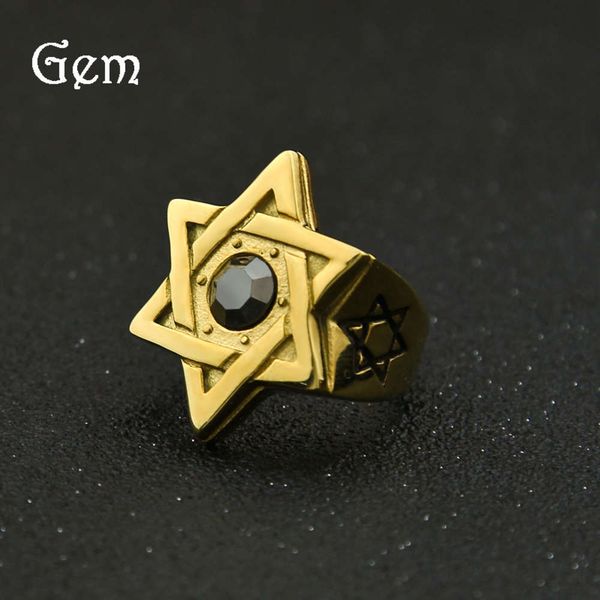 hip hop black stone stainless steel david star men's ring fashion men's jewelry, Silver
hip hop black stone stainless steel david star men's ring fashion men's jewelry, Silver