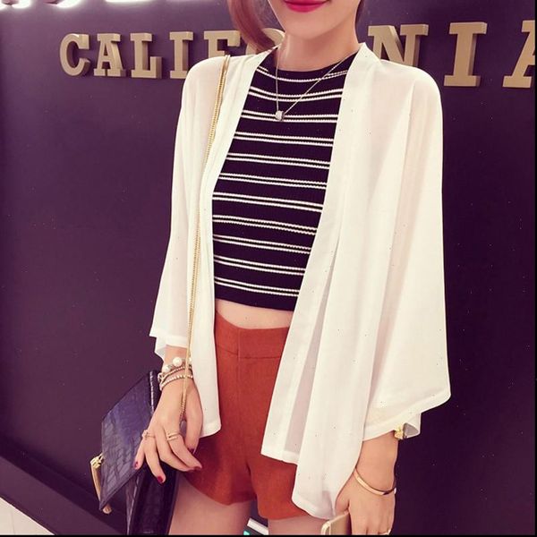 chiffon kimono cardigan casual 3 4 batwing sleeve loose black women blouses shirts summer women outerwear top, White
chiffon kimono cardigan casual 3 4 batwing sleeve loose black women blouses shirts summer women outerwear top, White