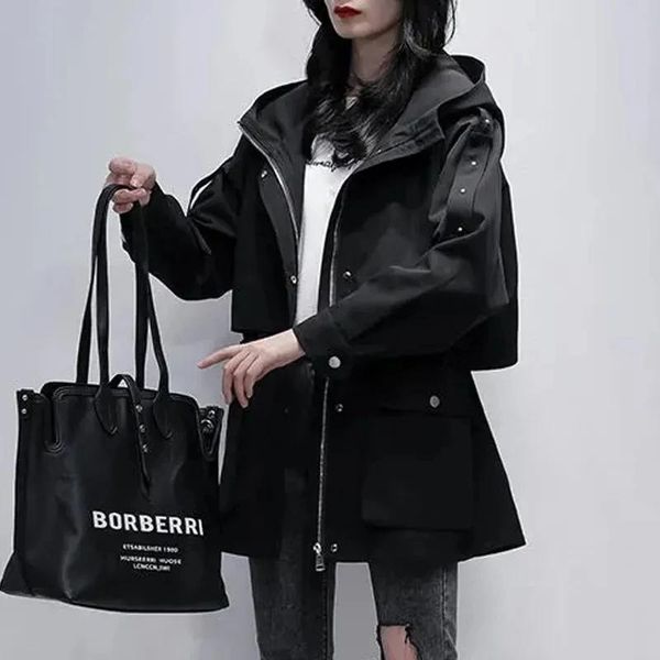 women's trench coats korean hooded female windbreaker spring/autumn oversize zipped coat 2021 fashion long woman solid, Tan;black
women's trench coats korean hooded female windbreaker spring/autumn oversize zipped coat 2021 fashion long woman solid, Tan;black