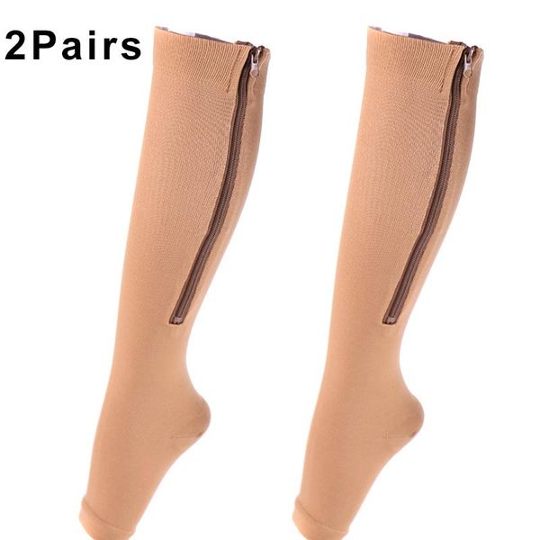 sports socks 2 pairs compression zip stretchy leg support open toe knee stockings jt-drop ship, Black
sports socks 2 pairs compression zip stretchy leg support open toe knee stockings jt-drop ship, Black
