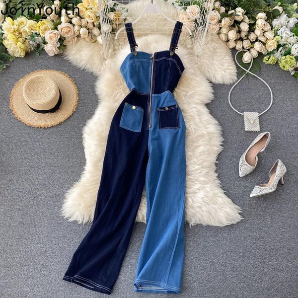 denim high waist zipper korean womens jumpsuit fashion bodysuit summer contrast color ropa mujer vintage patchwork j934, Black;white
denim high waist zipper korean womens jumpsuit fashion bodysuit summer contrast color ropa mujer vintage patchwork j934, Black;white