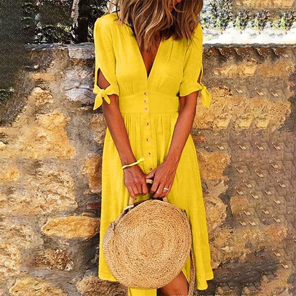 casual dresses plus size dress for women 2021 elegant summer loose solor color v-neck button up midi ropa mujer, Black;gray
casual dresses plus size dress for women 2021 elegant summer loose solor color v-neck button up midi ropa mujer, Black;gray