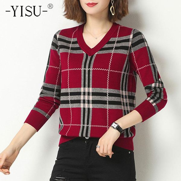 yisu women winter sweater v-neck lattice jumper warm casual long sleeve winter fashion thin section loose knitted pullover, White;black
