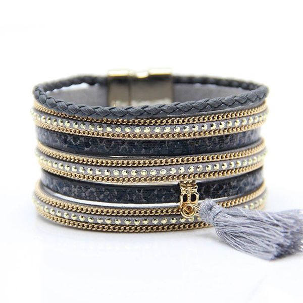 charm bracelets handmade multilayer leather for women fashion ladies bohemian wide wrap magnet bracelet party jewelry gift, Golden;silver
charm bracelets handmade multilayer leather for women fashion ladies bohemian wide wrap magnet bracelet party jewelry gift, Golden;silver