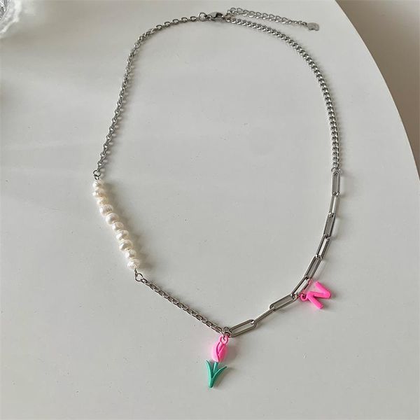 pendant necklaces u-magical asymmetric pink color cartoon flowers letter necklace for women natural pearl titanium steel jewelry, Silver
pendant necklaces u-magical asymmetric pink color cartoon flowers letter necklace for women natural pearl titanium steel jewelry, Silver