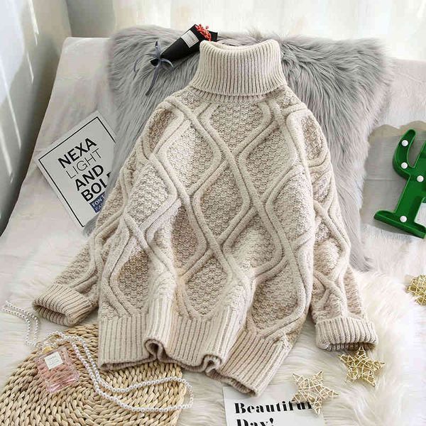 women's high neck plaid knitted sweater, thick coat, warm, loose, all matching, handle, clothing, coat, White;black
women's high neck plaid knitted sweater, thick coat, warm, loose, all matching, handle, clothing, coat, White;black