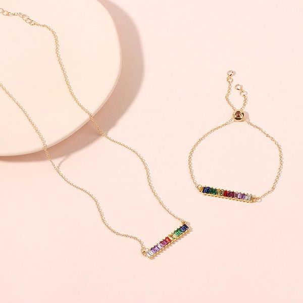 pendant necklaces fashion zircon rainbow necklace colorful rhinestone chain charm christmas birthday party jewelry gift, Silver
pendant necklaces fashion zircon rainbow necklace colorful rhinestone chain charm christmas birthday party jewelry gift, Silver