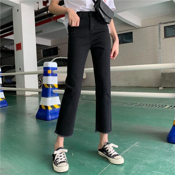 women's jeans dd083 spring korean style slim and tall black cropped trousers trendy straight high-waisted, Blue
women's jeans dd083 spring korean style slim and tall black cropped trousers trendy straight high-waisted, Blue