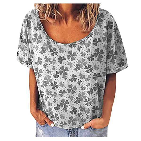 women's t-shirt t-shirts four-leaf clover printing t shirt women printed o-neck short sleeve casual harajuku regular, White
women's t-shirt t-shirts four-leaf clover printing t shirt women printed o-neck short sleeve casual harajuku regular, White