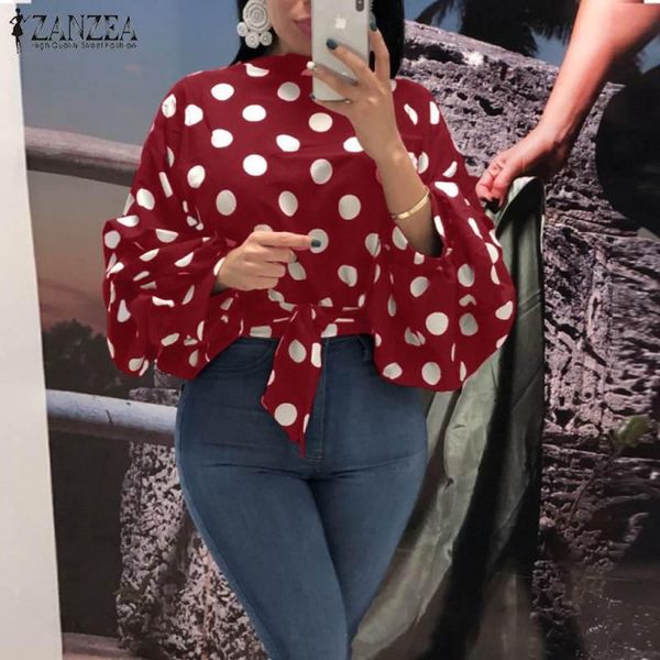 women's blouses & shirts 2021 zanzea summer puff sleeve shirt fashion vintage polka dot printed blouse bow tie crop casual lace up blu, White
women's blouses & shirts 2021 zanzea summer puff sleeve shirt fashion vintage polka dot printed blouse bow tie crop casual lace up blu, White