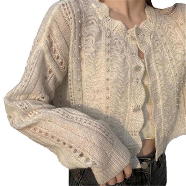 women's knits & tees fashion leisure slim vintage elegant o-neck all-match korean basic cardigan women hollow out solid ladies, White
women's knits & tees fashion leisure slim vintage elegant o-neck all-match korean basic cardigan women hollow out solid ladies, White