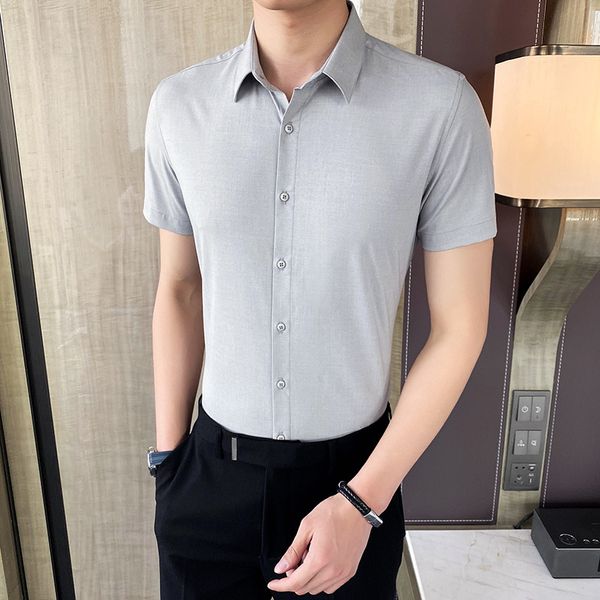 British 2021 New Style Will See Short Sleeve Shirt Fashion Formal Business Wear Thin Fit Men's Solid All Games Shirts QEPF, Black;brown
British 2021 New Style Will See Short Sleeve Shirt Fashion Formal Business Wear Thin Fit Men's Solid All Games Shirts QEPF, Black;brown