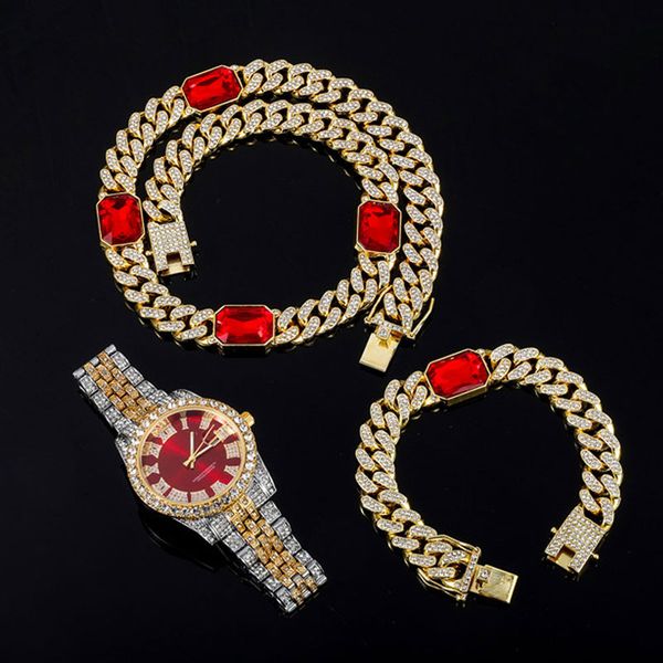 hip hop 12mm 3pcs kit watch+square necklace+bracelet crystal aaa+ iced out cuban rhinestones chains for women jewelry, Silver
hip hop 12mm 3pcs kit watch+square necklace+bracelet crystal aaa+ iced out cuban rhinestones chains for women jewelry, Silver