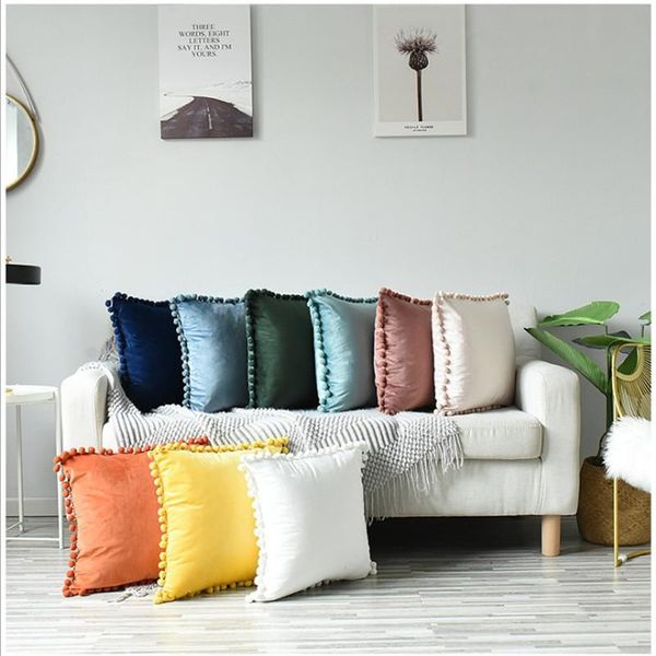cushion/decorative pillow soft velvet cushion cover with pompom ball white yellow blue bedroom sofa decoration cases 30x50cm/45x45cm
cushion/decorative pillow soft velvet cushion cover with pompom ball white yellow blue bedroom sofa decoration cases 30x50cm/45x45cm