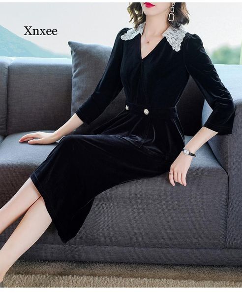 velvet lace v neck ruffle mermaid dress two-piece spring autumn new female three quarter midi length women plus size set, Black;gray
velvet lace v neck ruffle mermaid dress two-piece spring autumn new female three quarter midi length women plus size set, Black;gray