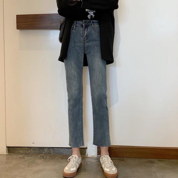 women's jeans female spring 2021 little ins black trousers high waist cultivate morality show thin nine minutes of pants, Blue
women's jeans female spring 2021 little ins black trousers high waist cultivate morality show thin nine minutes of pants, Blue