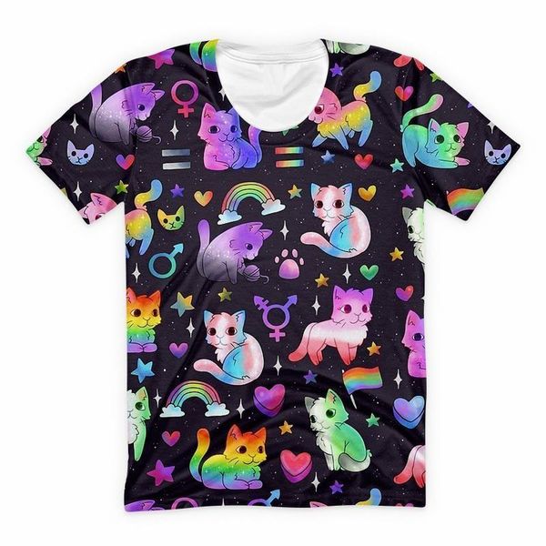 kawaii gradient cat t shirt cool punk tees women men's summer streetwear harajuku galaxy short sleeve t-shirts funny animal, White
kawaii gradient cat t shirt cool punk tees women men's summer streetwear harajuku galaxy short sleeve t-shirts funny animal, White