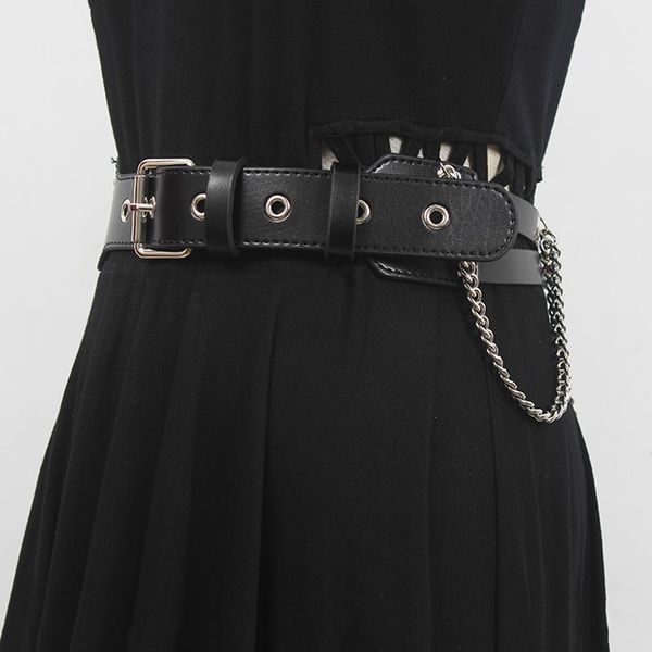 belts pu leather black metal chain long wide women's belt personality for women fashion tide all-match spring autumn 2021, Black;brown
belts pu leather black metal chain long wide women's belt personality for women fashion tide all-match spring autumn 2021, Black;brown