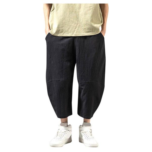 men's pants men casual hip hop harem 2021 summer cotton ankle-length linen trousers cross bloomers calf-length joggers, Black
men's pants men casual hip hop harem 2021 summer cotton ankle-length linen trousers cross bloomers calf-length joggers, Black