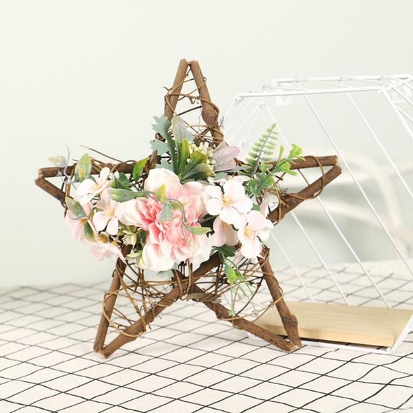 12inch wreath front door decoration, star shape wreath with camellia - wood pentagram wall door hanging
12inch wreath front door decoration, star shape wreath with camellia - wood pentagram wall door hanging