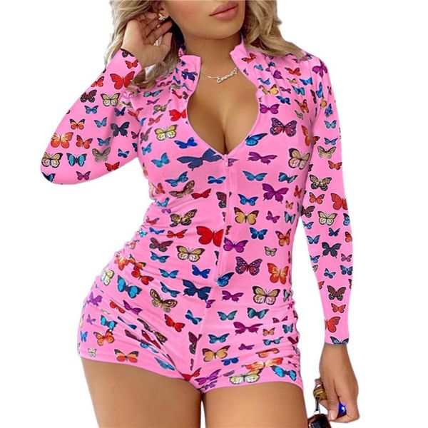 women's jumpsuits & rompers arrival playsuit women stylish butterfly print romper long sleeve zipper loungewear for ladies one piece cl, Black;white
women's jumpsuits & rompers arrival playsuit women stylish butterfly print romper long sleeve zipper loungewear for ladies one piece cl, Black;white