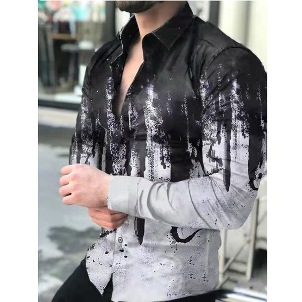 men's casual shirts 2021 slim shirt autumn turn-down collar streetwear fashion together printed long sleeve oversize for men top, White;black
men's casual shirts 2021 slim shirt autumn turn-down collar streetwear fashion together printed long sleeve oversize for men top, White;black