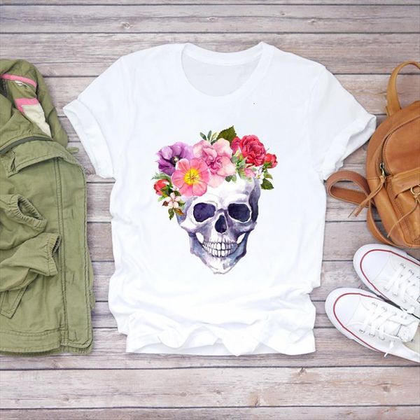 skull flower vintage womens t shirts short sleeve fashion print summer female ladies tee, White
skull flower vintage womens t shirts short sleeve fashion print summer female ladies tee, White
