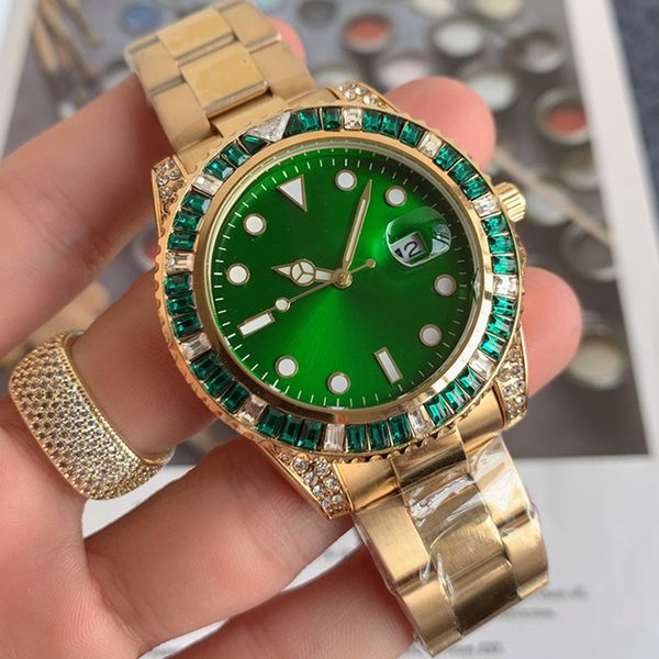 1-1 41mm diamond bezel men watch automatic date quartz movement green gold solid steel band master design watches orologio di lusso, Slivery;brown
1-1 41mm diamond bezel men watch automatic date quartz movement green gold solid steel band master design watches orologio di lusso, Slivery;brown