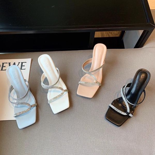 slippers rhinestone narrow band thin high heels pumps open toe crystal shoes casual slides summer slip on outdoor fashion mules 39, Black
slippers rhinestone narrow band thin high heels pumps open toe crystal shoes casual slides summer slip on outdoor fashion mules 39, Black