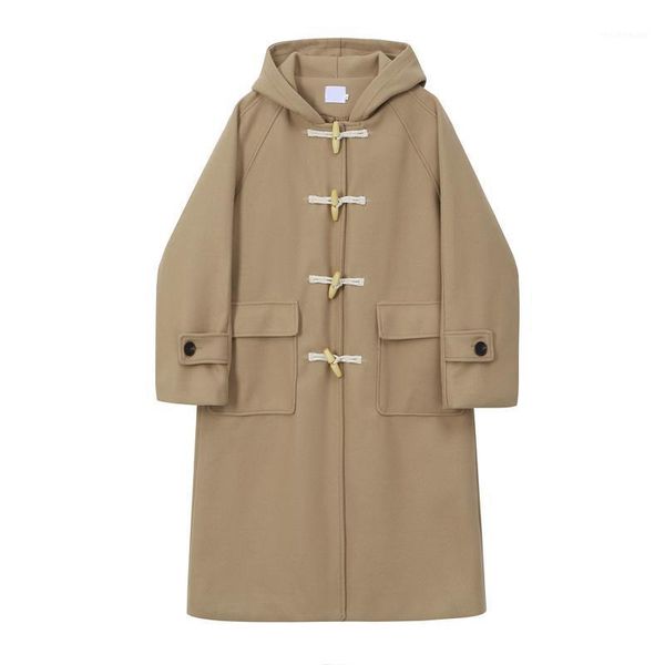 women's wool & blends winter coat for women oversize hooded double-sided woolen thickened horn buckle fashion tide autumn 2021, Black
women's wool & blends winter coat for women oversize hooded double-sided woolen thickened horn buckle fashion tide autumn 2021, Black
