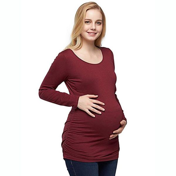 maternity & tees women motherho flattering side ruching pregnancy t-shirt blouse long sleeve shirt roupa gravidez, White
maternity & tees women motherho flattering side ruching pregnancy t-shirt blouse long sleeve shirt roupa gravidez, White