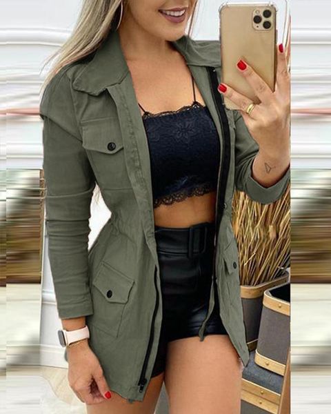 women's jackets ninimour autumn women pocket zipper design drawstring cargo coat 2021 femme casual jacket office lady outfits clothing, Black;brown
women's jackets ninimour autumn women pocket zipper design drawstring cargo coat 2021 femme casual jacket office lady outfits clothing, Black;brown