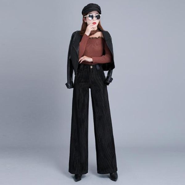 women's pants & capris 2021 women spring corduroy female high waist autumn vintage wide leg ladies elegant loose trousers s-3xl q254, Black;white
women's pants & capris 2021 women spring corduroy female high waist autumn vintage wide leg ladies elegant loose trousers s-3xl q254, Black;white