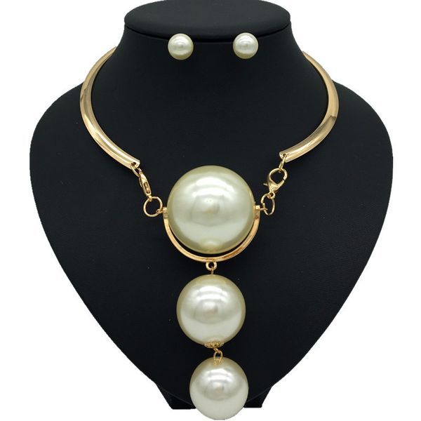 dubai gold pearl wedding jewelry sets african bridal necklace earrings exaggerated style women fashion accessories, Silver
dubai gold pearl wedding jewelry sets african bridal necklace earrings exaggerated style women fashion accessories, Silver
