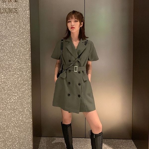 vintage women blazers dress loose casual brief mini dress double breasted belt korean fashion turn-down collar vestidos, Black;gray
vintage women blazers dress loose casual brief mini dress double breasted belt korean fashion turn-down collar vestidos, Black;gray