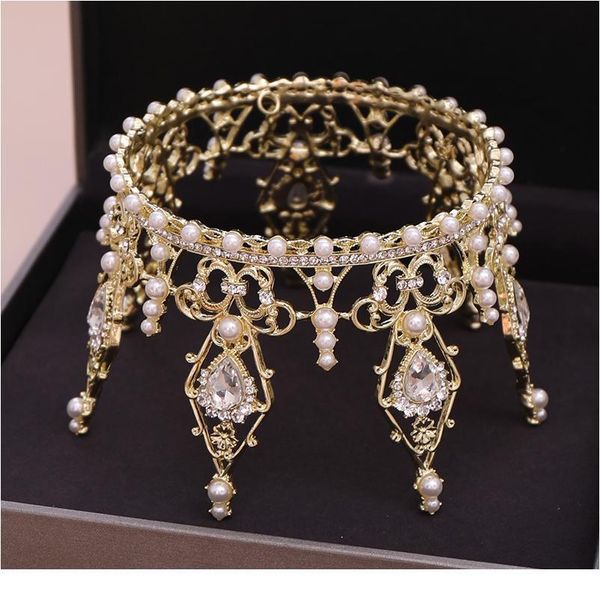 trendy golden round baroque rhinestone crystal headdress wedding hair accessories queen crown bridal tiara jewelry acc qylgic
trendy golden round baroque rhinestone crystal headdress wedding hair accessories queen crown bridal tiara jewelry acc qylgic