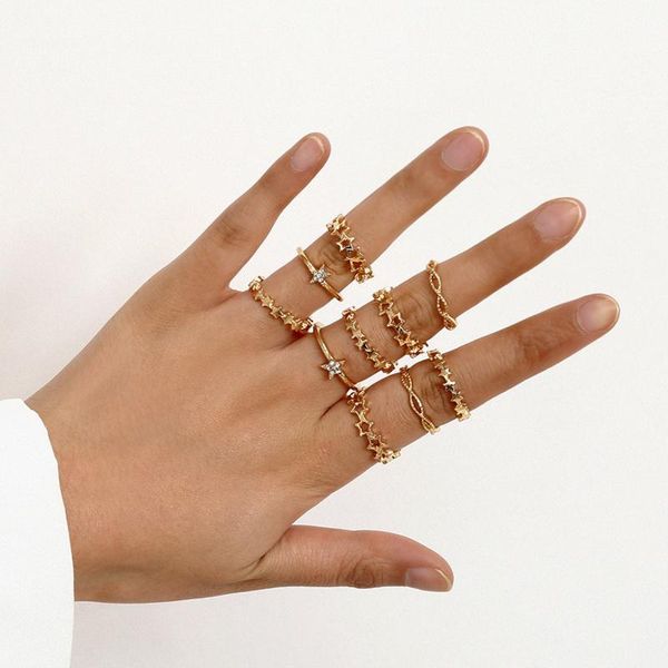 cluster rings fashion 9-piece combination with geometry star skeleton zircon alloy for women party gifts 2021, Golden;silver
cluster rings fashion 9-piece combination with geometry star skeleton zircon alloy for women party gifts 2021, Golden;silver