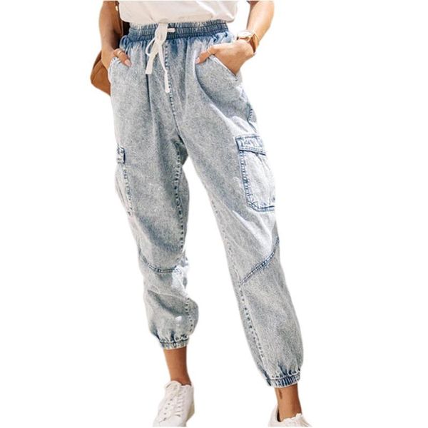 women's jeans high waist women cropped streetwear lace up denim pants light washed fashion loose female ankle length trousers, Blue
women's jeans high waist women cropped streetwear lace up denim pants light washed fashion loose female ankle length trousers, Blue