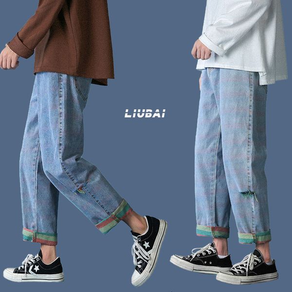 2021 new spring ripped men's fashion retro striped men streetwear hip-hop hole straight wide-leg jeans mens vbok, Blue
2021 new spring ripped men's fashion retro striped men streetwear hip-hop hole straight wide-leg jeans mens vbok, Blue