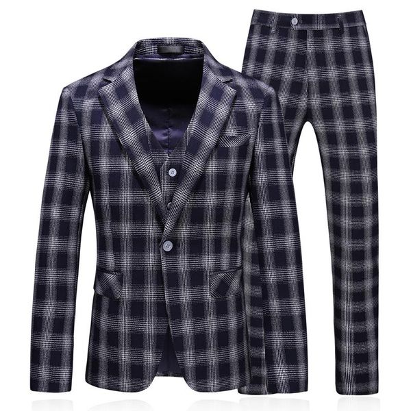men's suits & blazers classic autumn winter men suit 3 piece set slim design business banquet mens jacket + pant vest fashion plaid, White;black
men's suits & blazers classic autumn winter men suit 3 piece set slim design business banquet mens jacket + pant vest fashion plaid, White;black